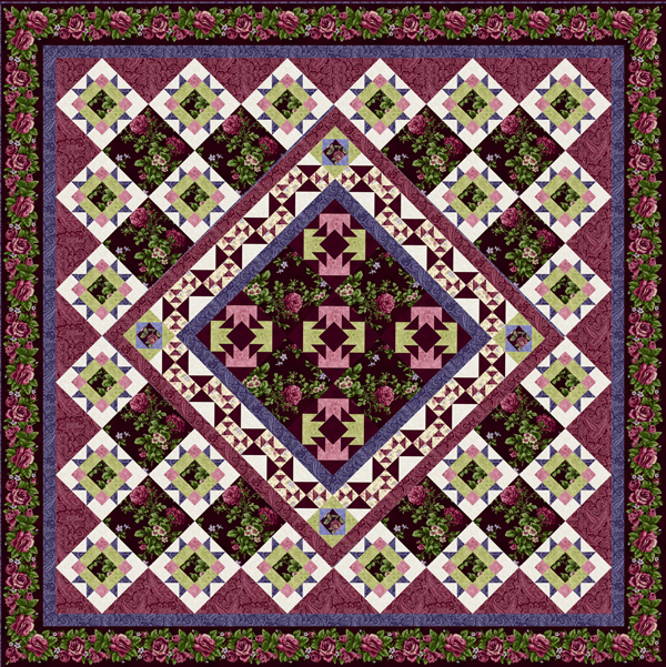 Harlow Garden Song Quilt Top Kit Burgundy